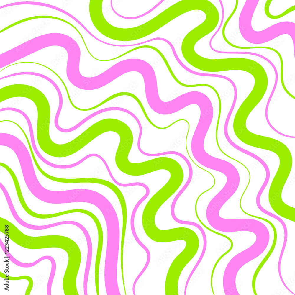 Abstract pink and green curved lines background