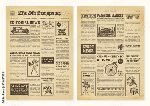 Newspaper Pages In Vintage Design