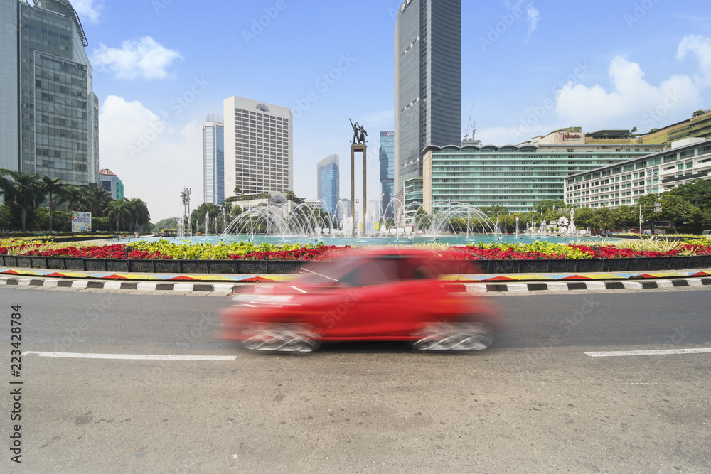 Hotel Indonesia roundabout with skyscrapers