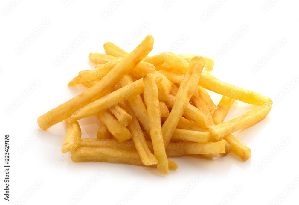 potato fry on white isolated background potato fry on white isolated background