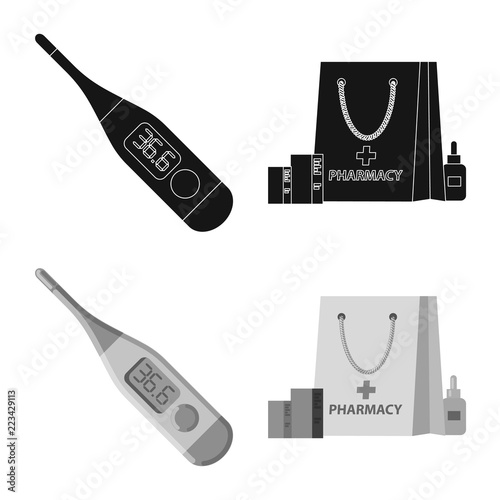 Vector design of pharmacy and hospital icon. Set of pharmacy and business vector icon for stock.