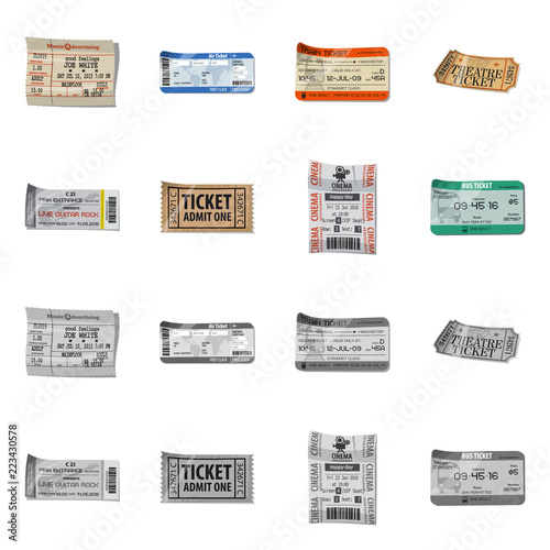 Isolated object of ticket and admission icon. Collection of ticket and event stock symbol for web.
