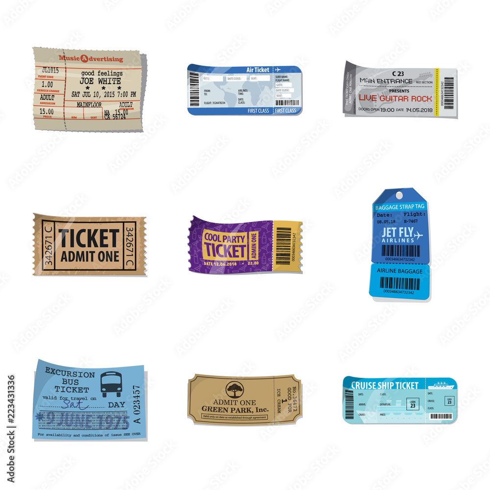 Fototapeta premium Vector design of ticket and admission logo. Collection of ticket and event stock vector illustration.