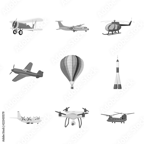 Isolated object of plane and transport symbol. Collection of plane and sky stock symbol for web.