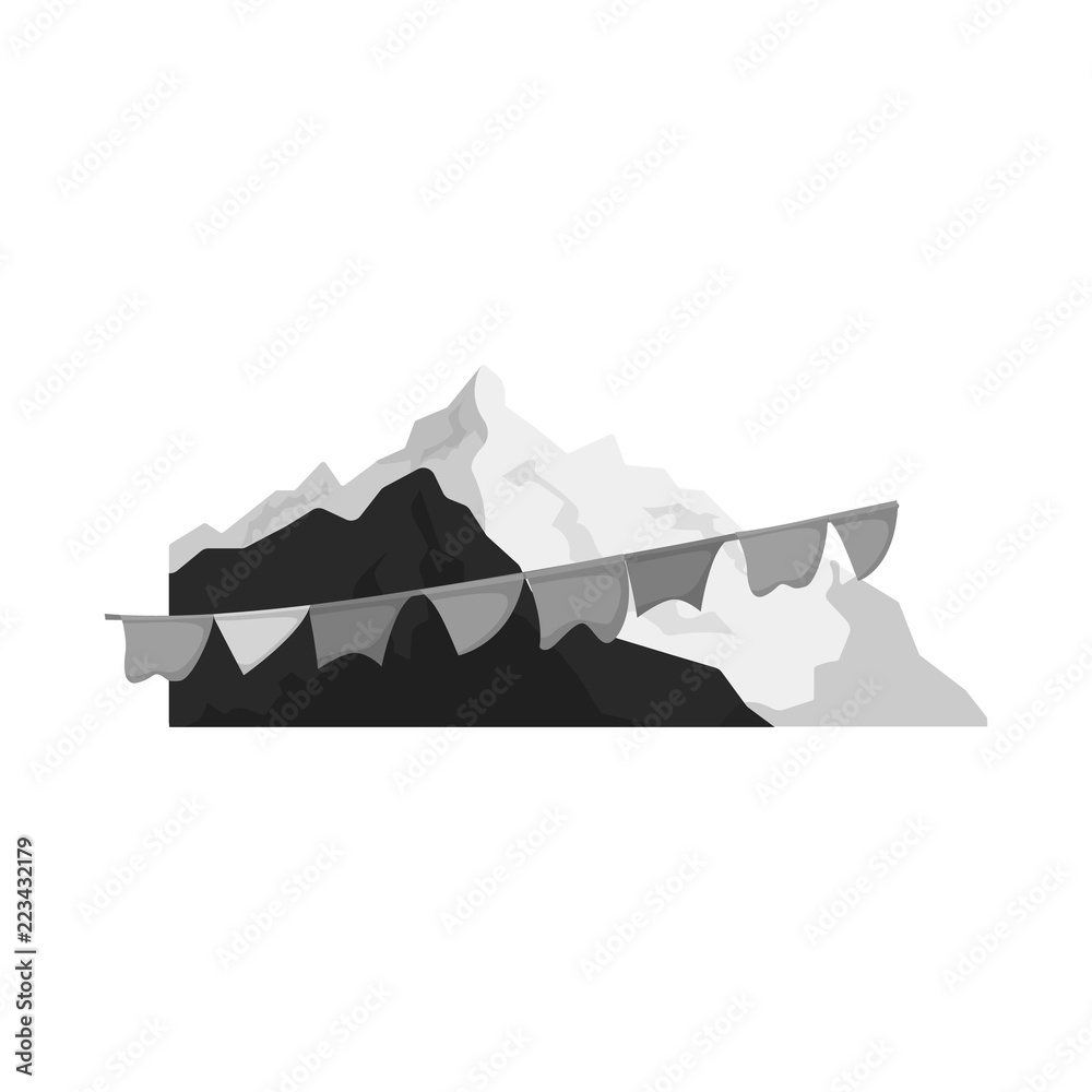 Isolated object of mountaineering and peak symbol. Set of mountaineering and camp stock vector illustration.