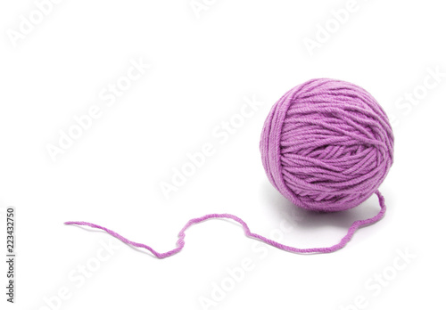 Ball of yarn on white background