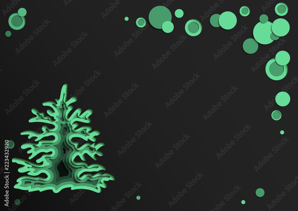 Christmas card with a Christmas tree, cut from paper. Vector illustration Christmas card with a Christmas tree, cut from paper. Vector illustration