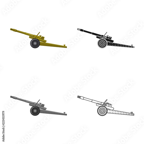 Vector design of weapon and gun sign. Set of weapon and army vector icon for stock.