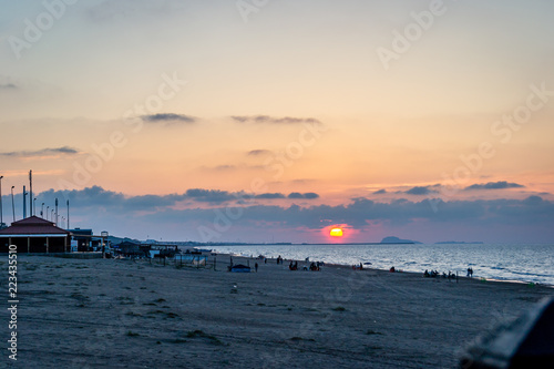 Saaidia sunset beach and waves and rocks
