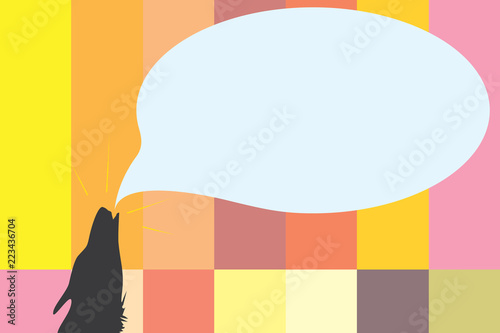 Flat design business Vector Illustration concept copy text for esp Web banners promotional material mock up template. Contour shape of Wolf Head Pointing upward Howling Fiercely Speech Bubble