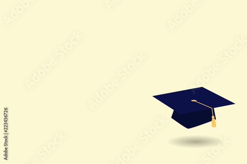 Flat design business Vector Illustration concept Empty template space text For promotion website and advertising Ad. Graduation hat with Tassel Scholar Academic cap Headgear for Graduates