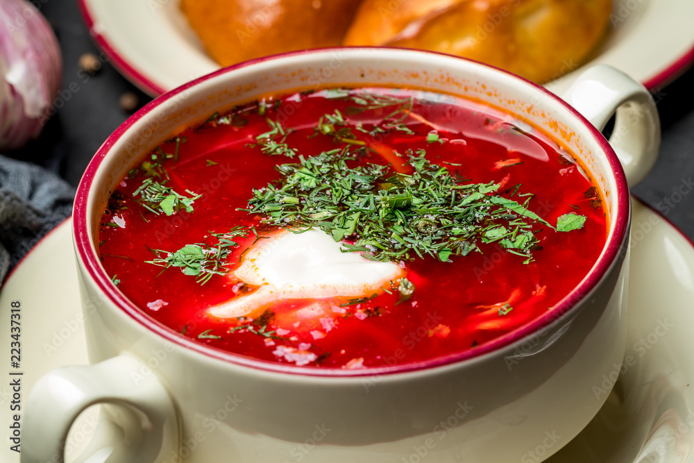 Borscht with sour cream Borscht with sour cream