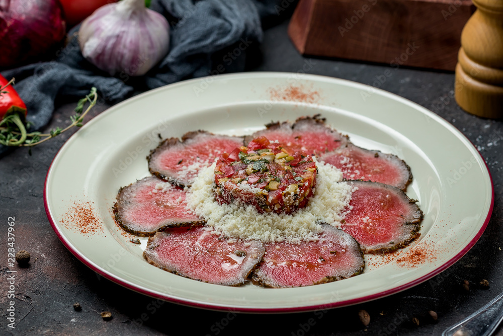 Beef carpaccio with Parmesan Beef carpaccio with Parmesan