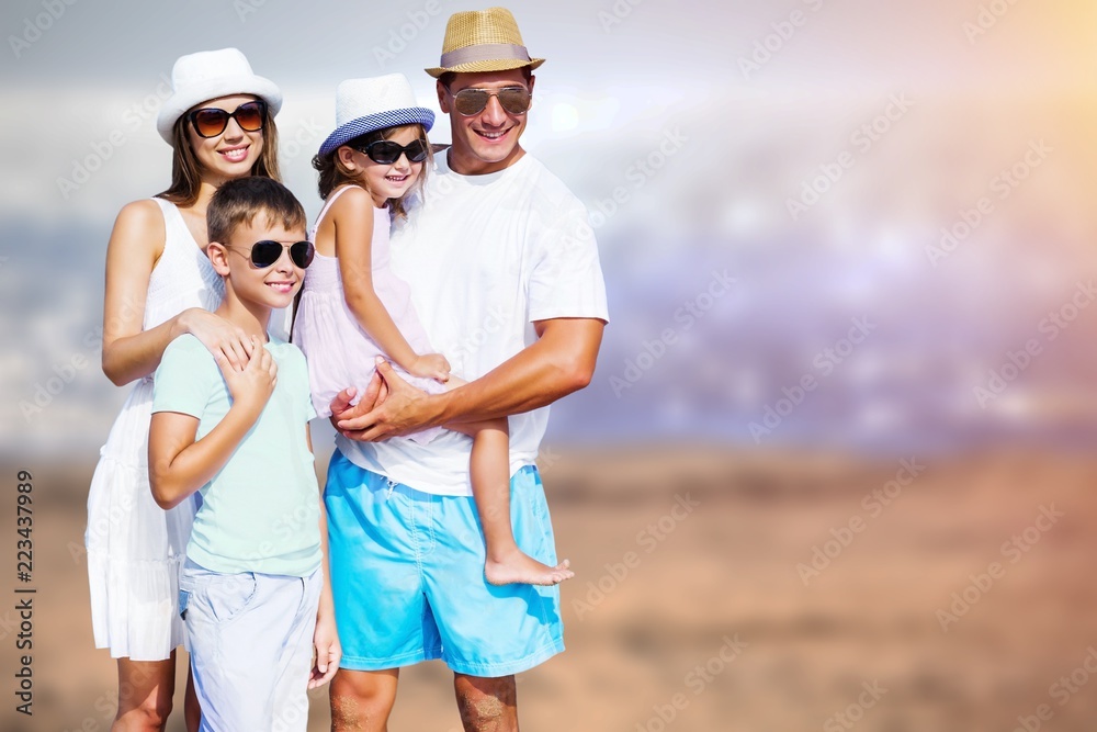 Happy family on vacations walking together Happy family on vacations walking together