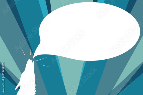 Flat design business Vector Illustration concept Empty copy space modern abstract background Geometric element. Contour shape of Wolf Head Pointing upward Howling Fiercely Speech Bubble