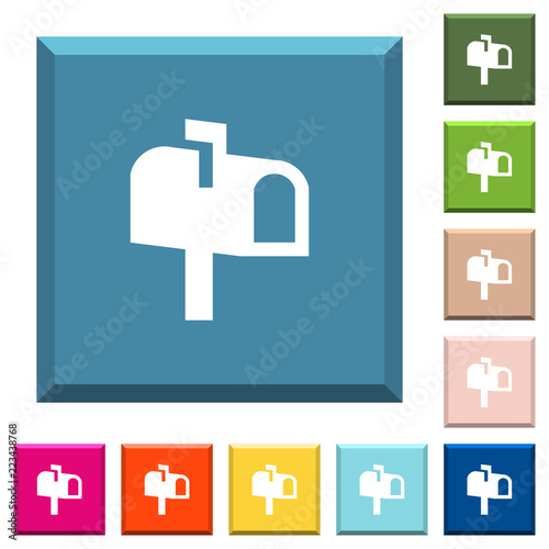 Mailbox white icons on edged square buttons