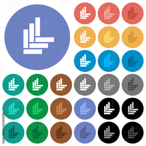 Parquet pattern round flat multi colored icons