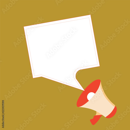 Flat design business Vector Illustration Empty copy space for Ad website promotion esp isolated Banner template. Megaphone and Blank Bordered Square Speech Bubble Public Announcement