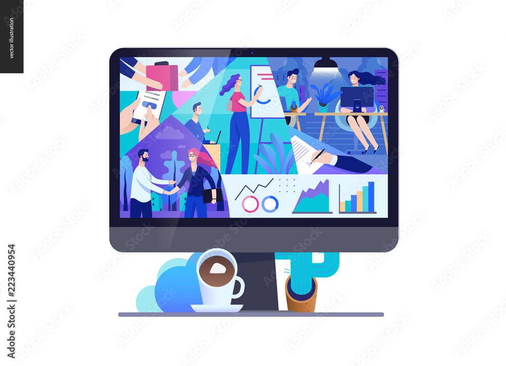 Business series, color 2- about company, office life -modern flat vector concept illustration of a company employees in workspace. Business workflow management. Creative landing page design template Business series, color 2- about company, office life -modern flat vector concept illustration of a company employees in workspace. Business workflow management. Creative landing page design template