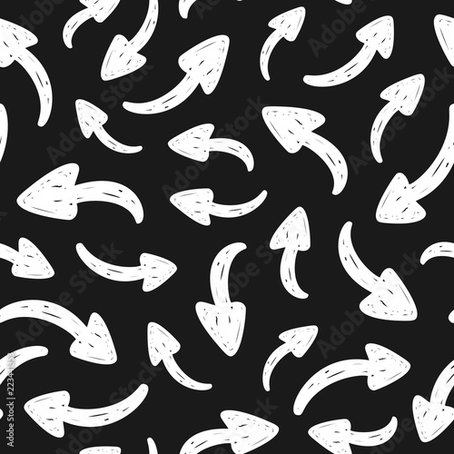 Hand drawn arrows seamless pattern. Vector doodle icon. photo