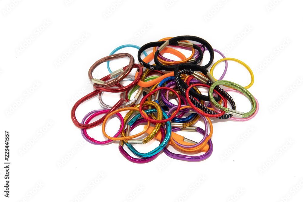 Scrunchy for hair isolated on white background. Women things. Beauty and fashion. Hair care. Accessories for hair. Scrunchy for hair isolated on white background. Women things. Beauty and fashion. Hair care. Accessories for hair.