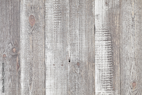 Grey wooden table background. Close up of rustic grey wood table