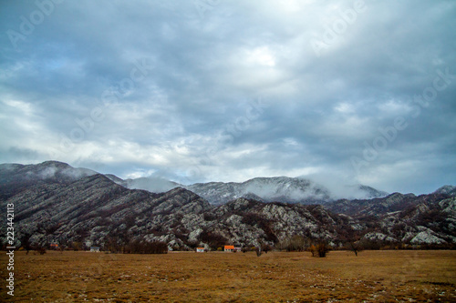 Cloudy sky in the mountains.