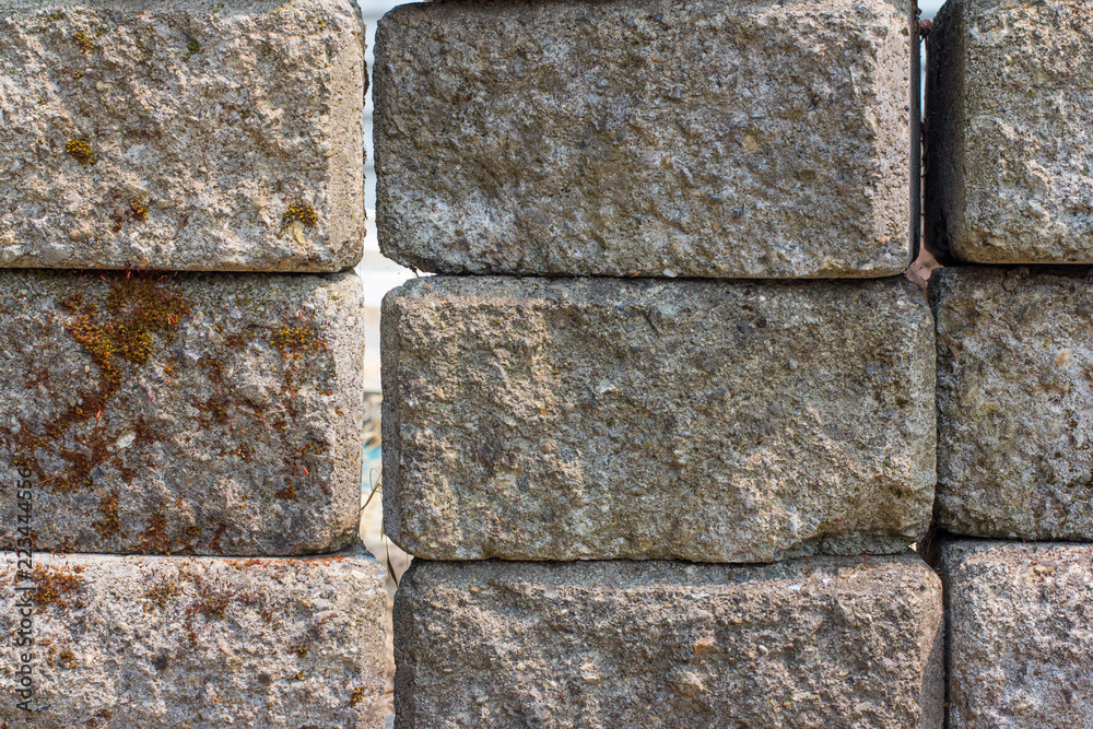 Fototapeta premium Stacked Concrete Retaining Wall Blocks