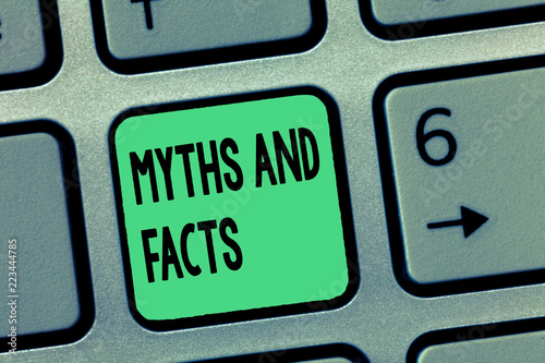 Word writing text Myths And Facts. Business concept for Oppositive concept about modern and ancient period. photo