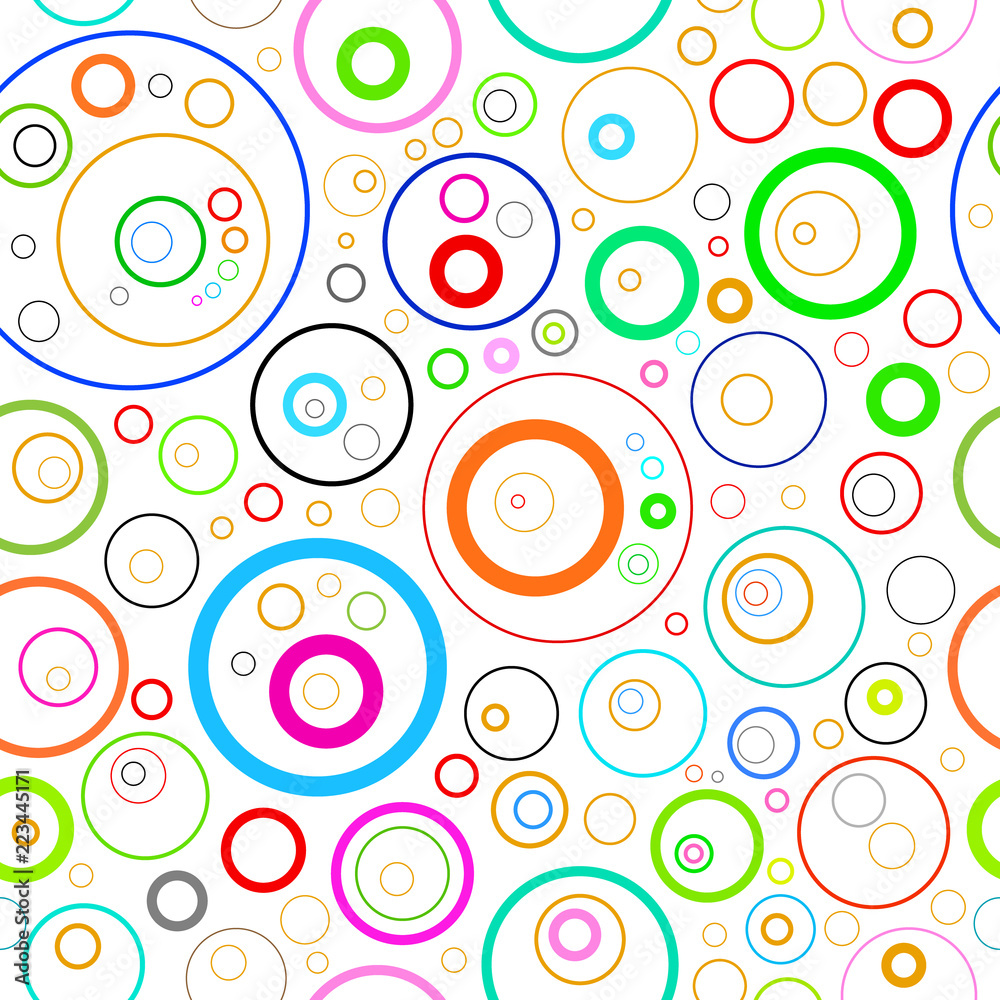 Colourful seamless rainbow random circles beautiful pattern