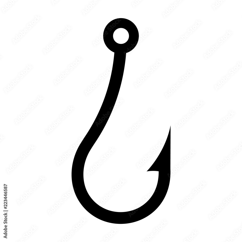 Fishing hook icon, silhouette, logo on white background Fishing hook icon, silhouette, logo on white background