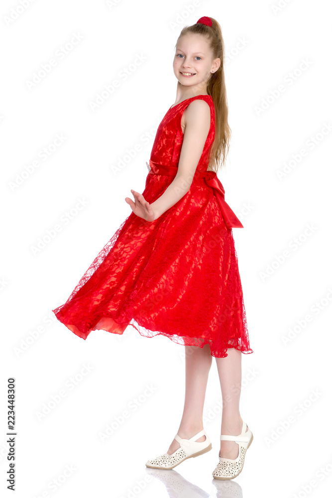 Elegant girl in a dress.