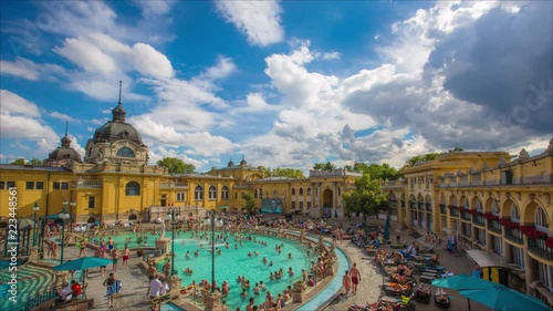 A time-lapse of Sz√©chenyi thermal bath in Budapest, Hungary. photo
