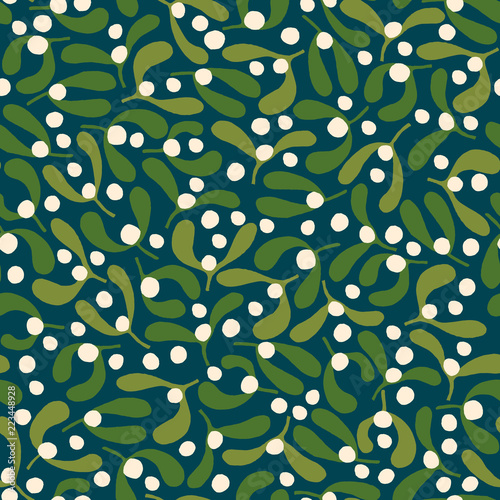 Christmas Seamless Pattern with Mistletoe. Xmas winter poster collection