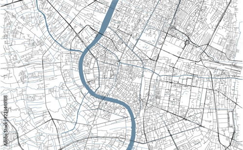 Fotografie, Obraz Cartina di Bangkok, vista satellitare, città, Thailandia