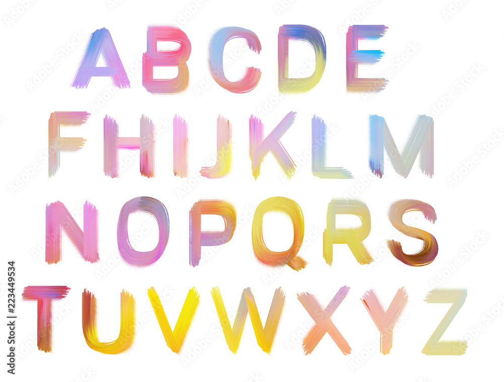 Colorful Hand Painted Brush Letters - Uppercase Alphabet