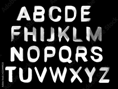Black and White Hand Painted Brush Letters - Uppercase Alphabet