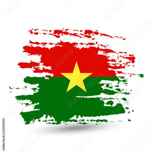 Grunge brush stroke with Burkina Faso national flag