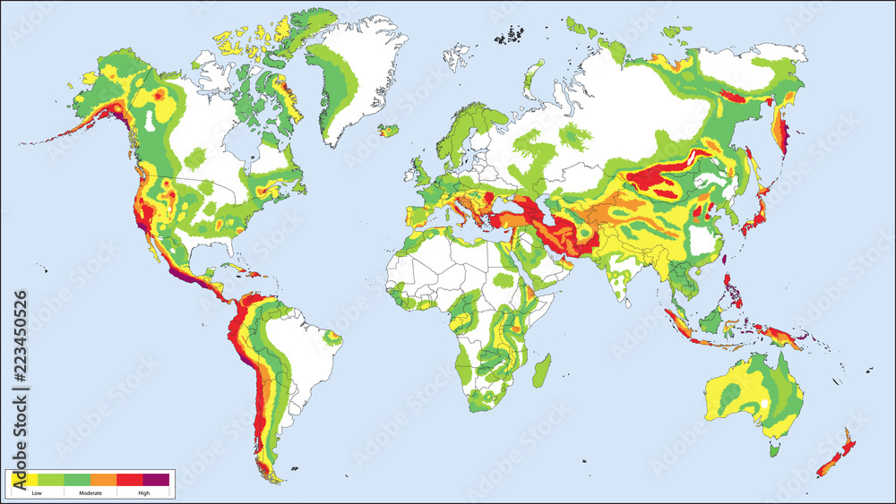 Fototapeta premium Mappa Sismica Terrestre - 16:9 - Editabile