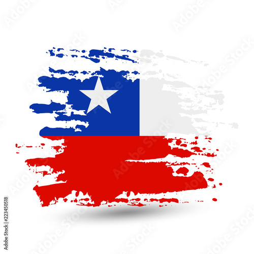 Grunge brush stroke with Chile national flag