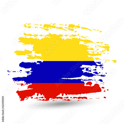 Grunge brush stroke with Colombia national flag
