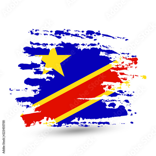 Grunge brush stroke with Democratic republic of the Congo national flag