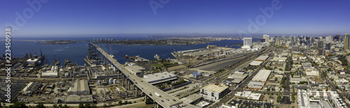 San Diego Bay aerial panoramic. San Diego, California, USA.