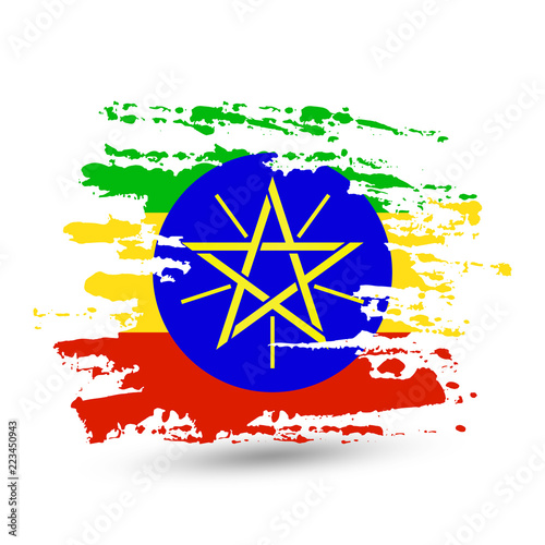 Grunge brush stroke with Ethiopia national flag