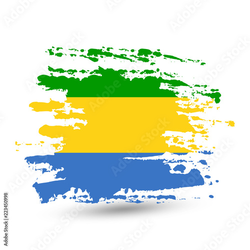 Grunge brush stroke with Gabon national flag