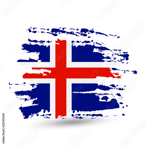 Grunge brush stroke with Iceland national flag