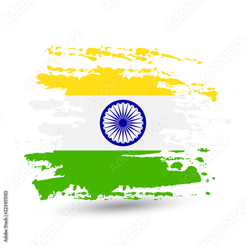 Grunge brush stroke with India national flag