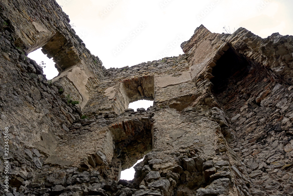 Remains of chimney of Brekov Castle, Slovakia