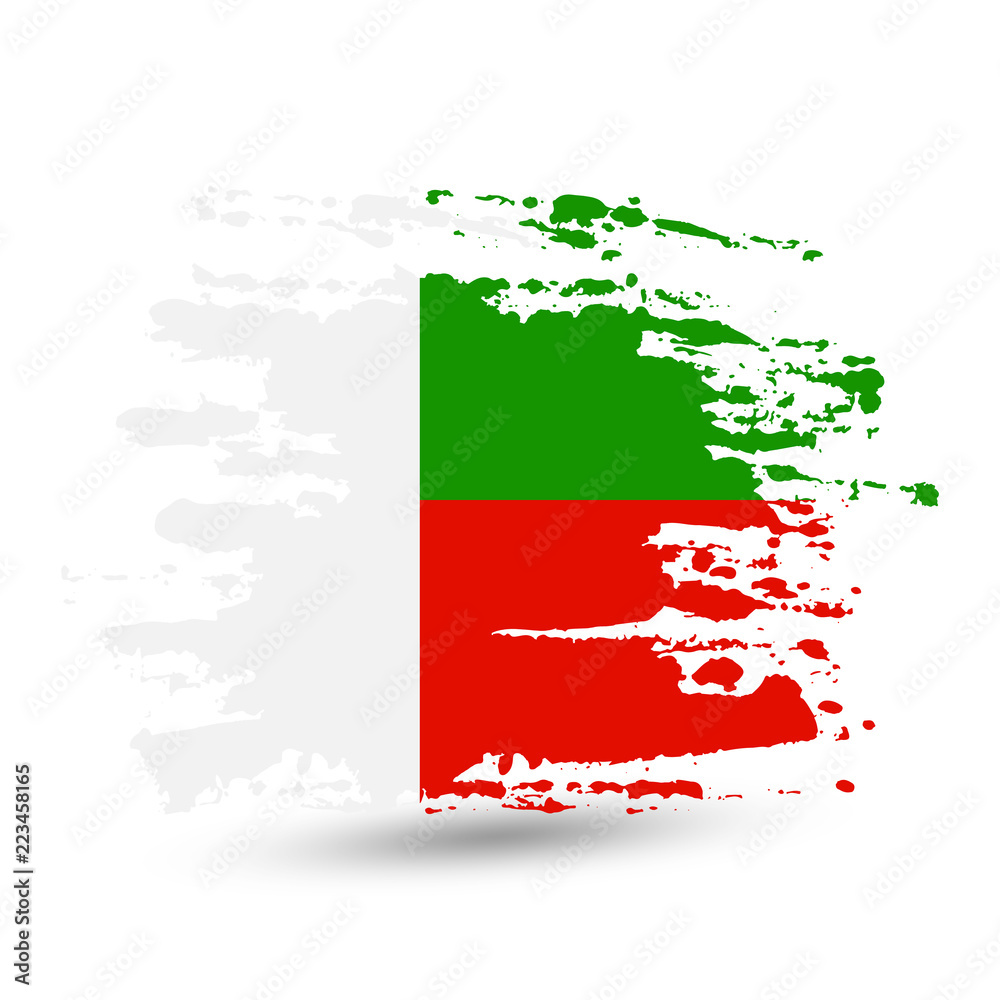 Grunge brush stroke with Madagascar national flag Grunge brush stroke with Madagascar national flag