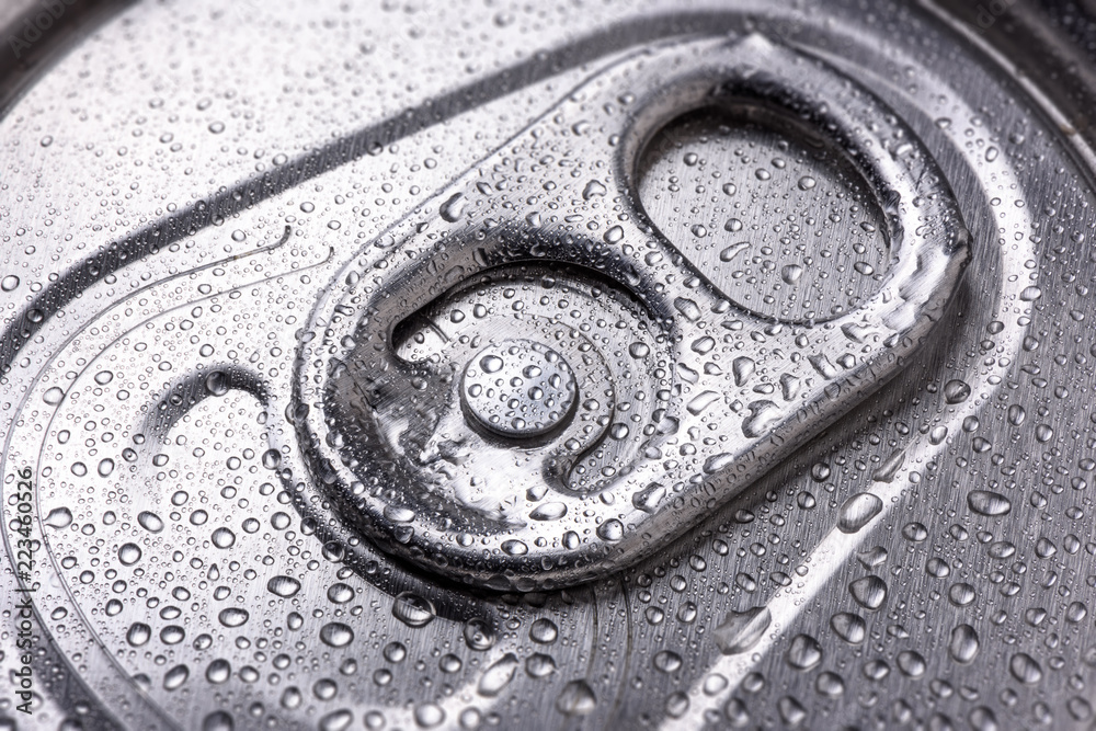 Close up aluminium can drink with droplets Close up aluminium can drink with droplets